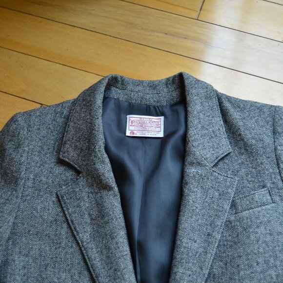 Pendleton Vintage Gray Wool Herringbone Preppy Academia Blazer Jacket Size 2 - Picture 2 of 15